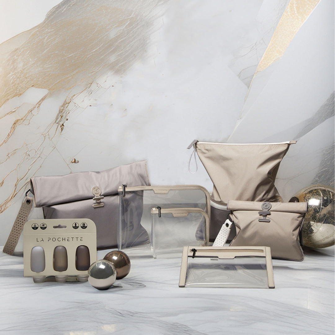 Collection of accessories for travel from La Pochette