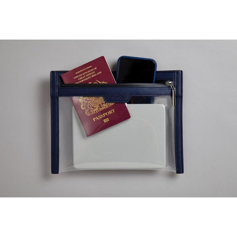 Anywhere Everywhere Wallet in Midnight Ink colourway containing a passport