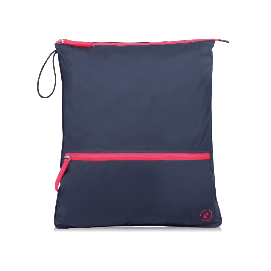 Midnight Neon Pink Sweat Bag, shown flat with both pockets zipped