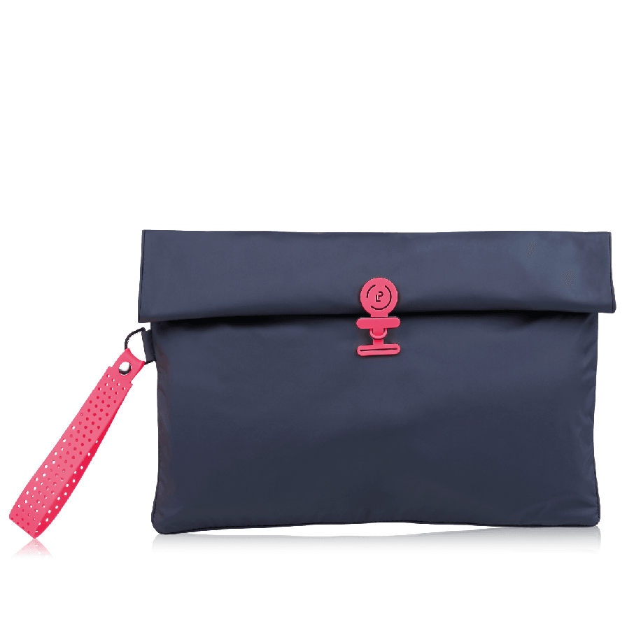 Maxi waterproof Wet Bag to put wet swimwear, in navy and neon pink