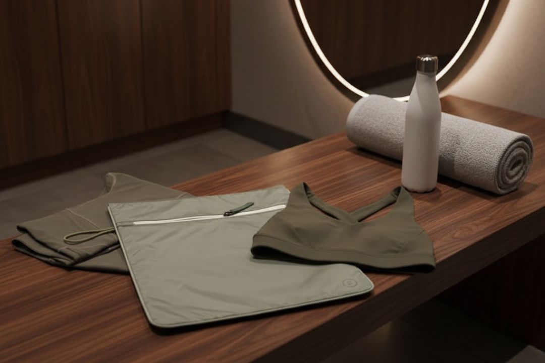 Sage Eucalyptus Kit Bag, gym kit and water bottle