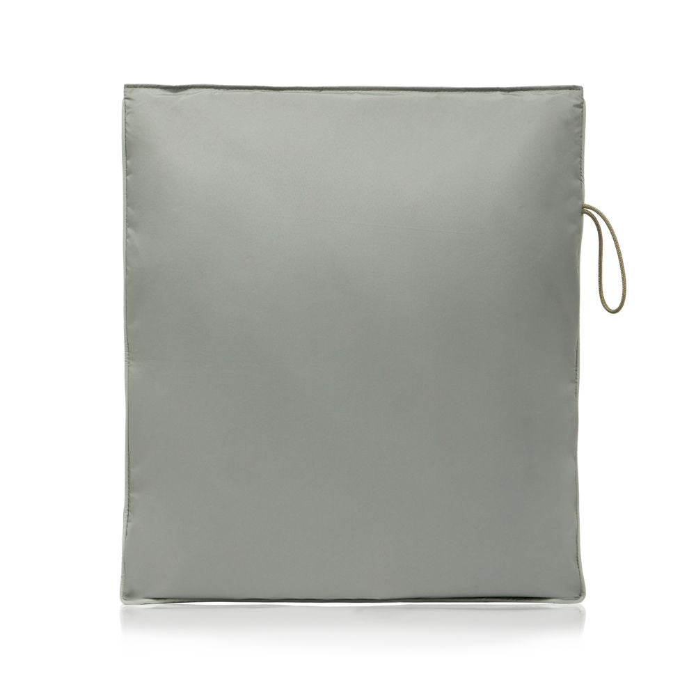 Back view of the sage green Kit bag, showing the side hook for hanging in changing rooms or showers