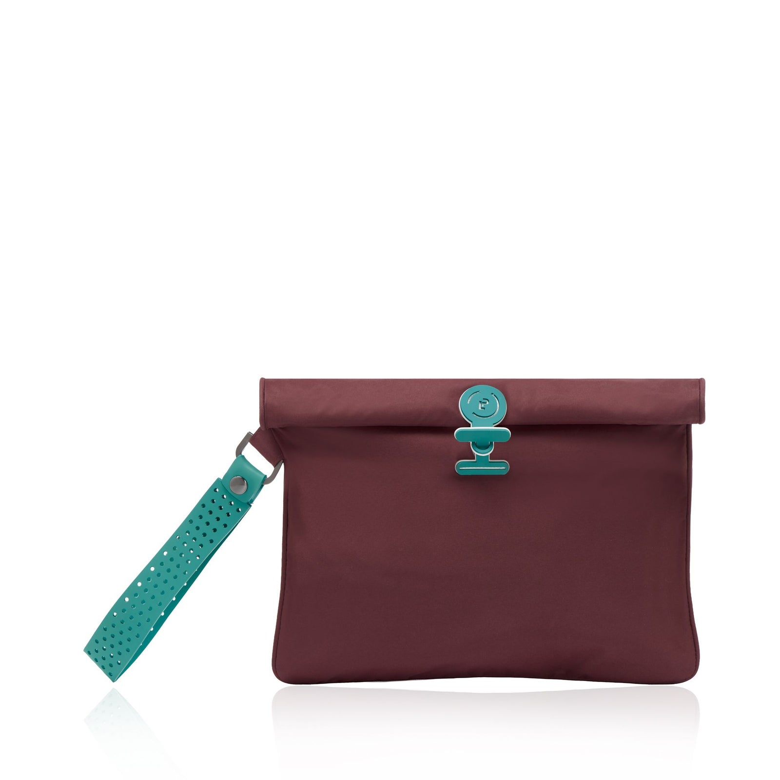 Burgundy and teal Wet Bag with strap