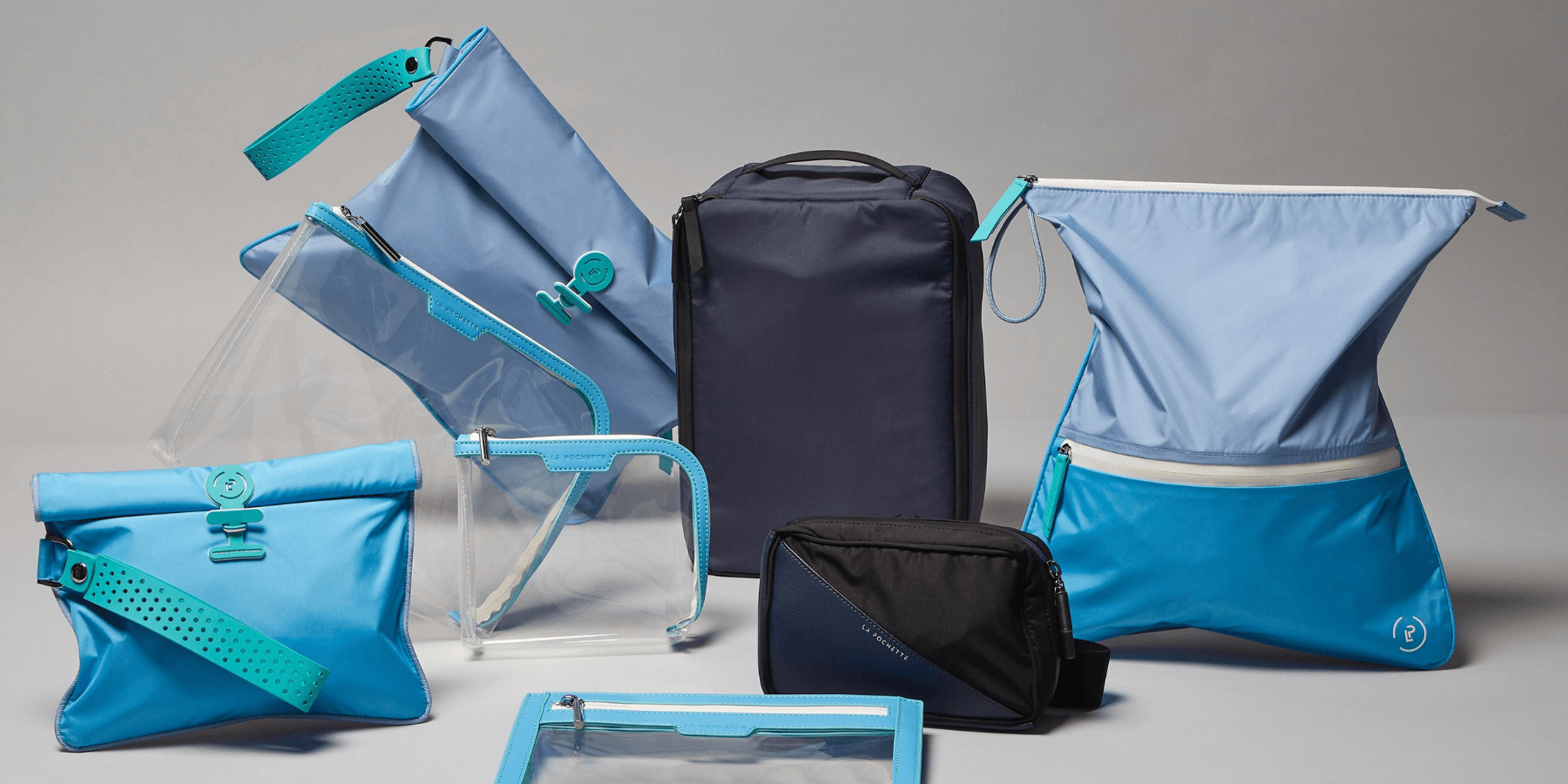 Collection of accessories in blue and navy from La Pochette