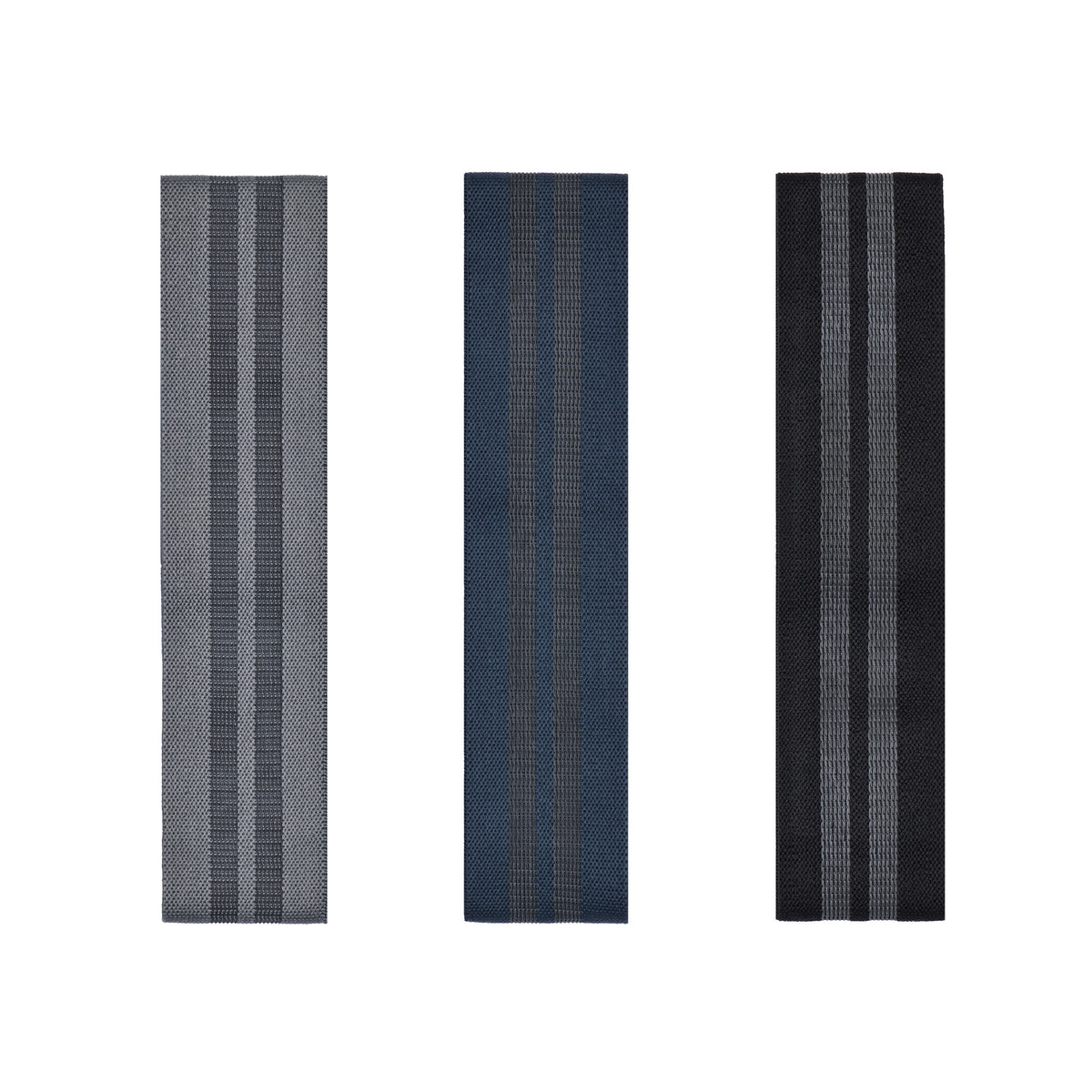 Inside-out view of La Pochette resistance bands set of three showing internal fabric construction