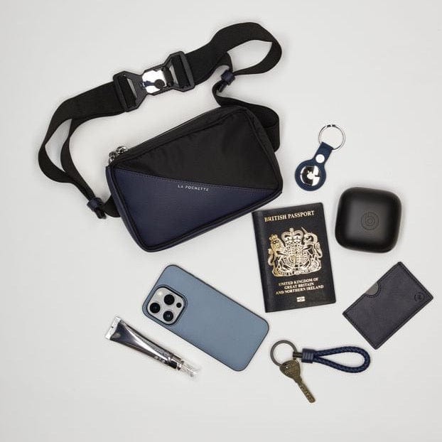 Go Anywhere Convertible Belt Bag - Black with Navy Desserto Cactus Leather