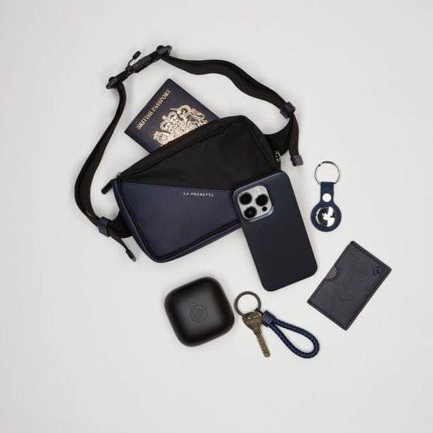 Go Anywhere Convertible Belt Bag - Black with Navy Desserto Cactus Leather