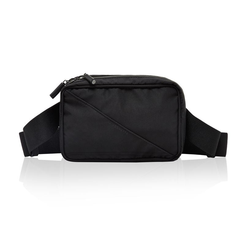 Belt bag in black shown from the front