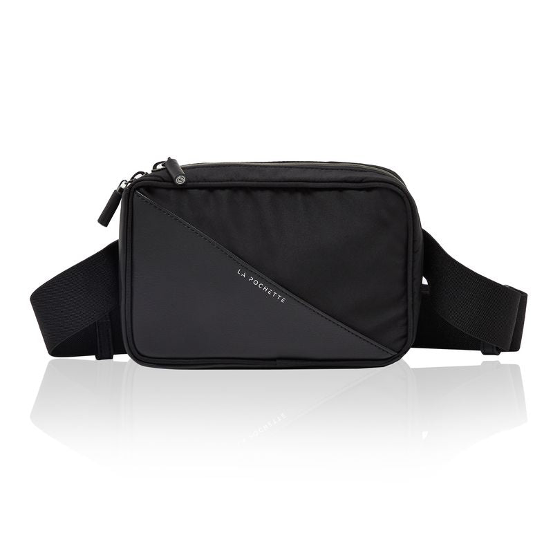 Black Sustainable Convertible Belt Bag Small Gym Bag Travel Belt Bag