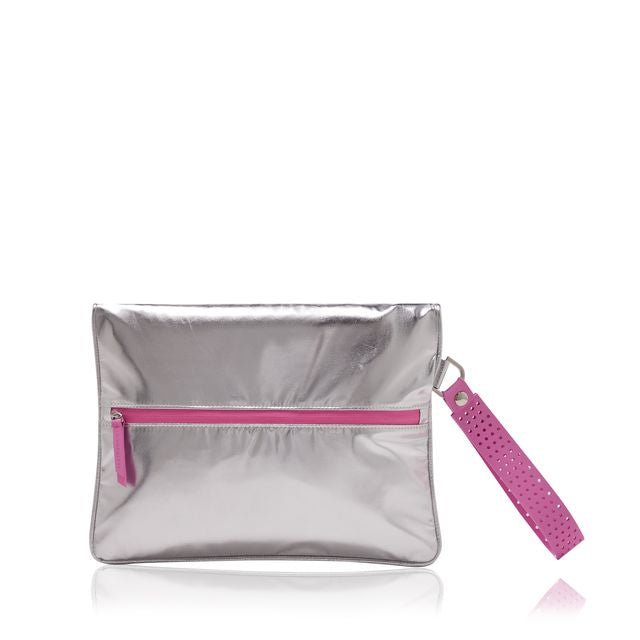 silver and pink large wet bag back