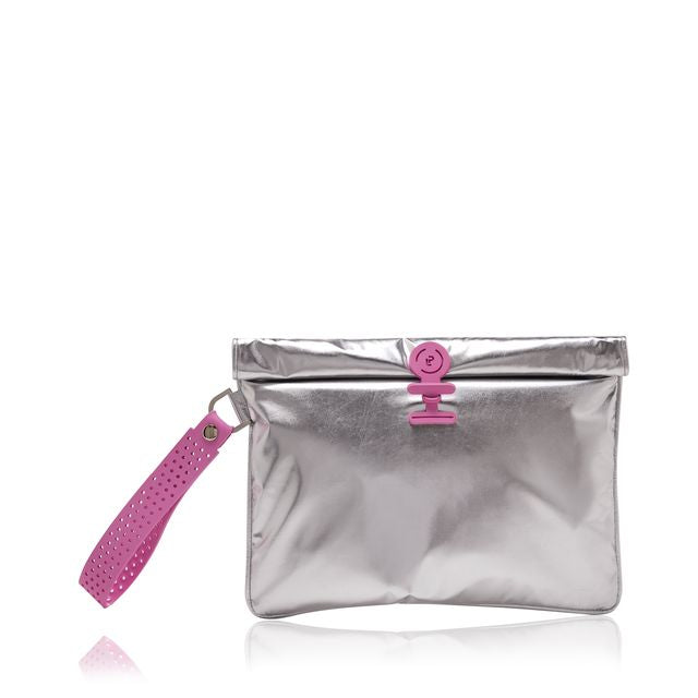 silver and pink large wet bag 