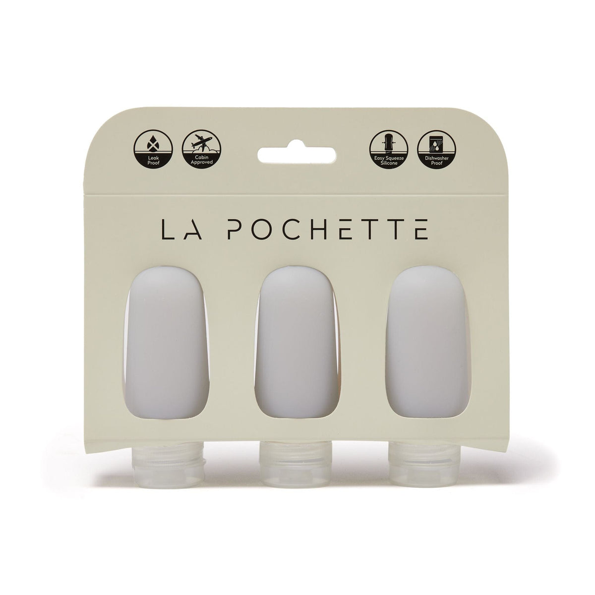 Set of three Travel Bottles in light grey