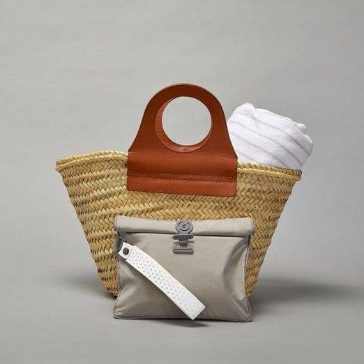 linen shadow small wet bag with beach basket and towel