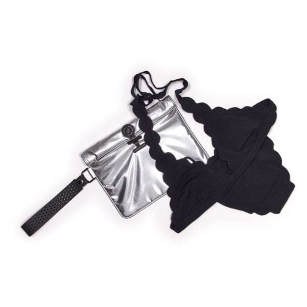 silver and ink small wet bag with black bikini