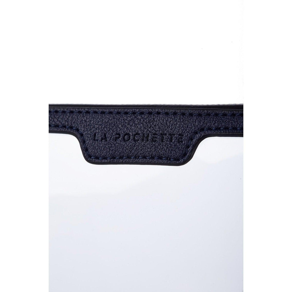 Large Anywhere Everywhere Pouch in Midnight Ink colourway, showing Logo detail
