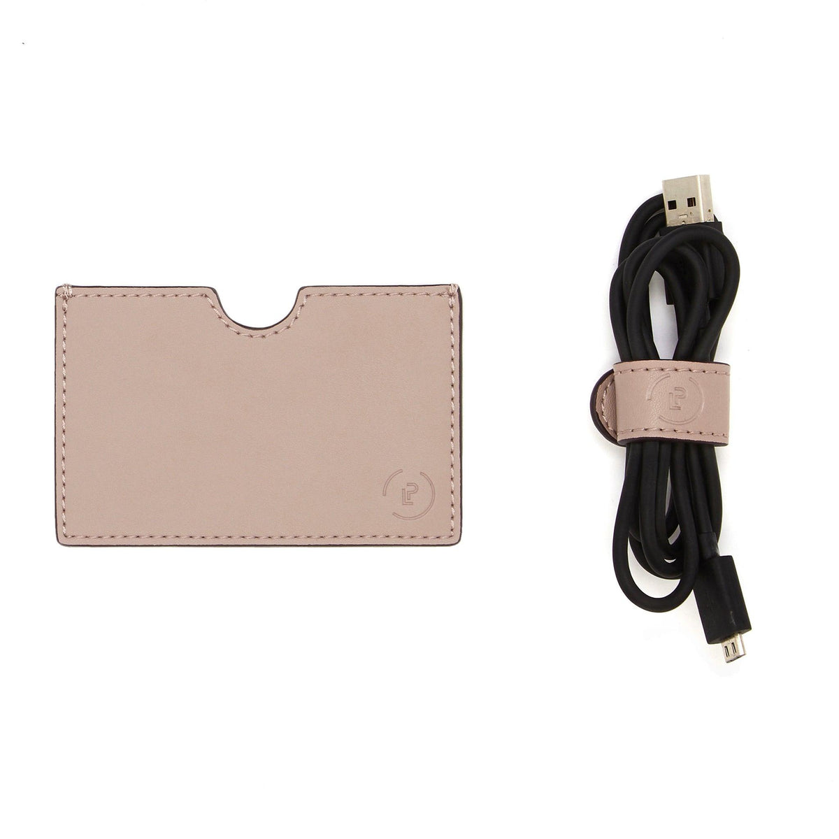 Card Wallet and Cable Tidy in Oxblood Rose colourway secured around charging wire