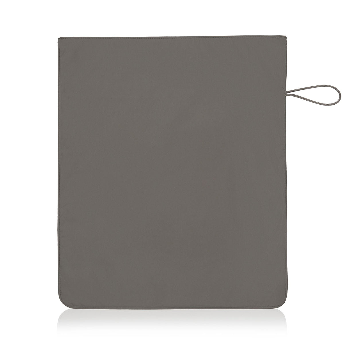 Back view of the taupe Kit bag, showing the side hook for hanging in changing rooms or showers 