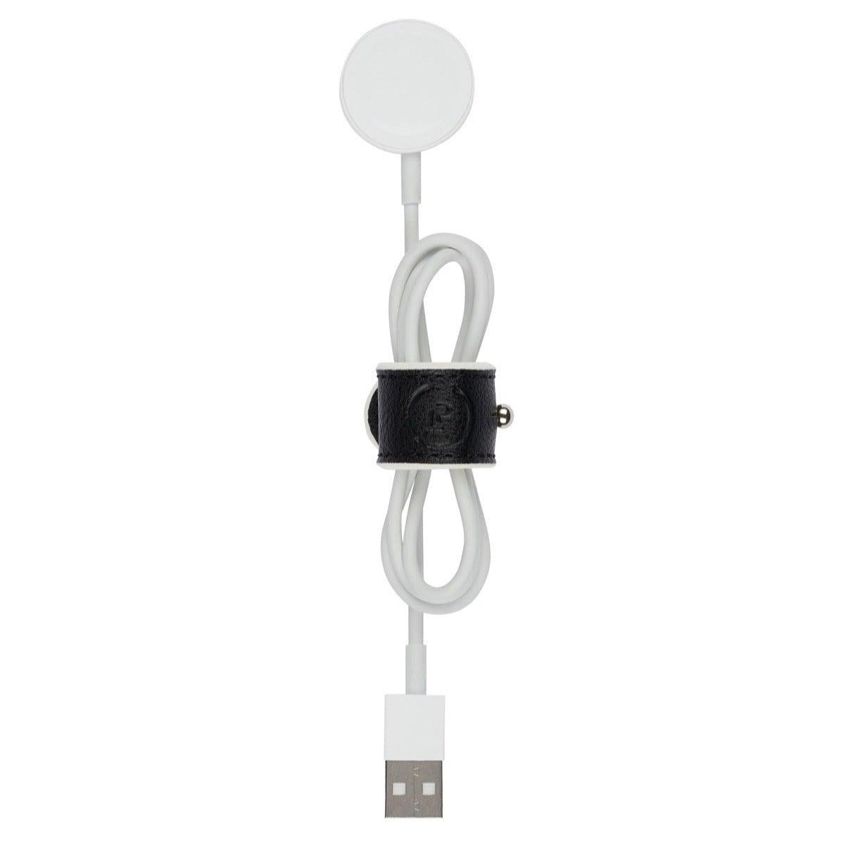 Cable Tidy in Ink White colourway secured around charging wire