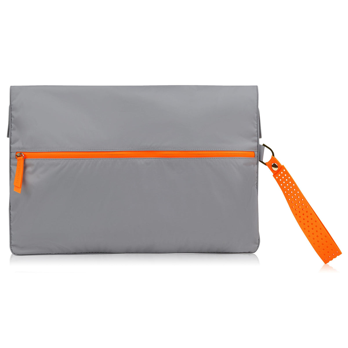 Rear view of Large Wet Bag in Shadow Neon Orange colourway showing back zip
