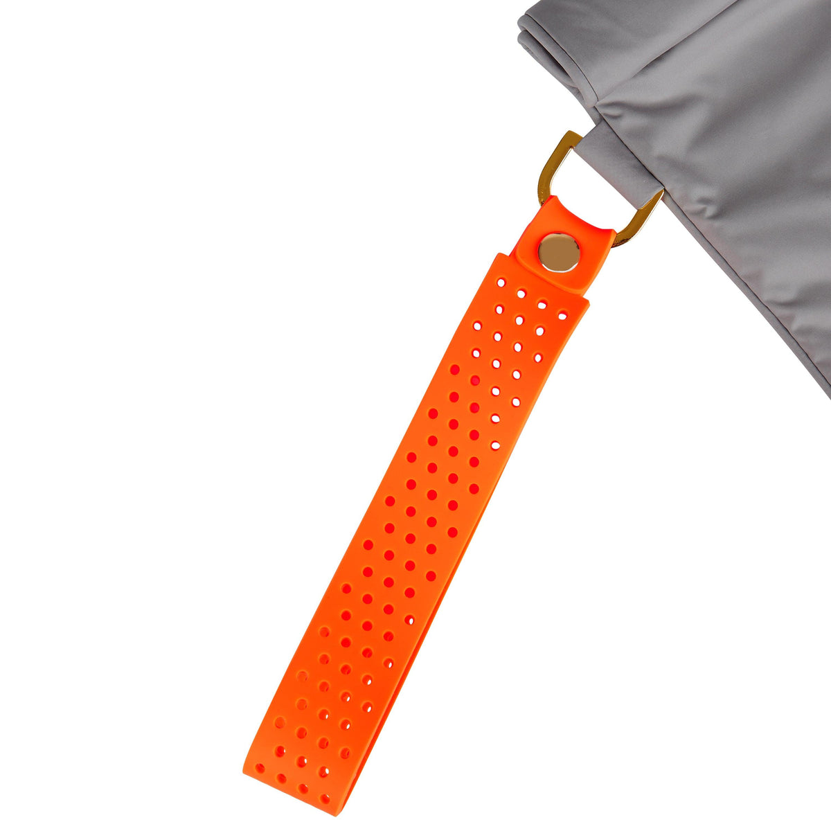 Maxi wet bag in Shadow Neon Orange wristlet close up 