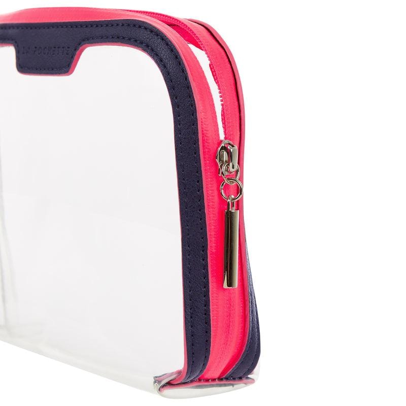 Small Transparent Travel Pouch – Blue/Pink Toiletry Bag