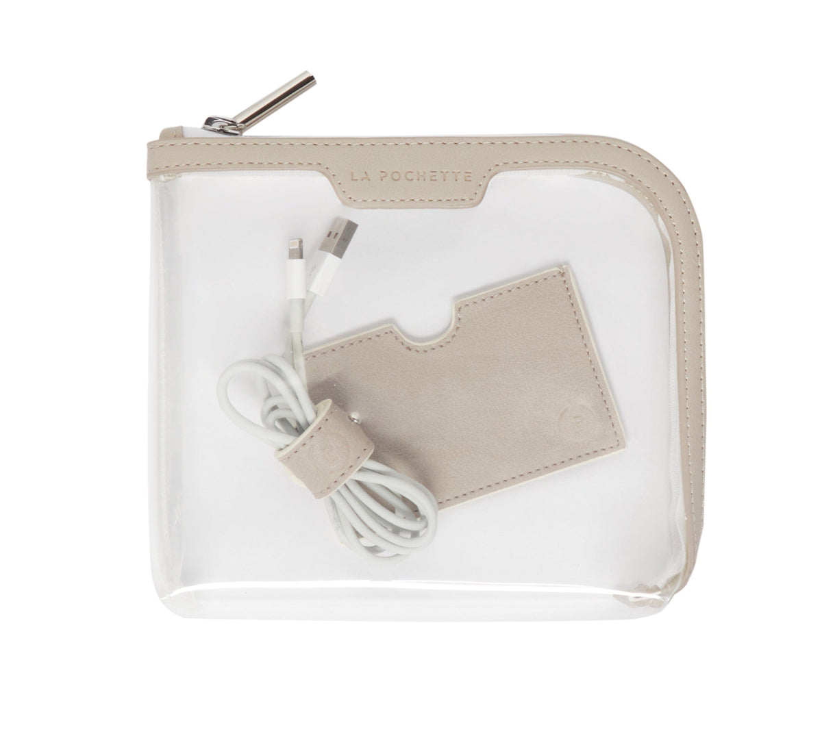 Commute Collection in Cashmere White colourway featuring Card Wallet and Cable Tidy inside