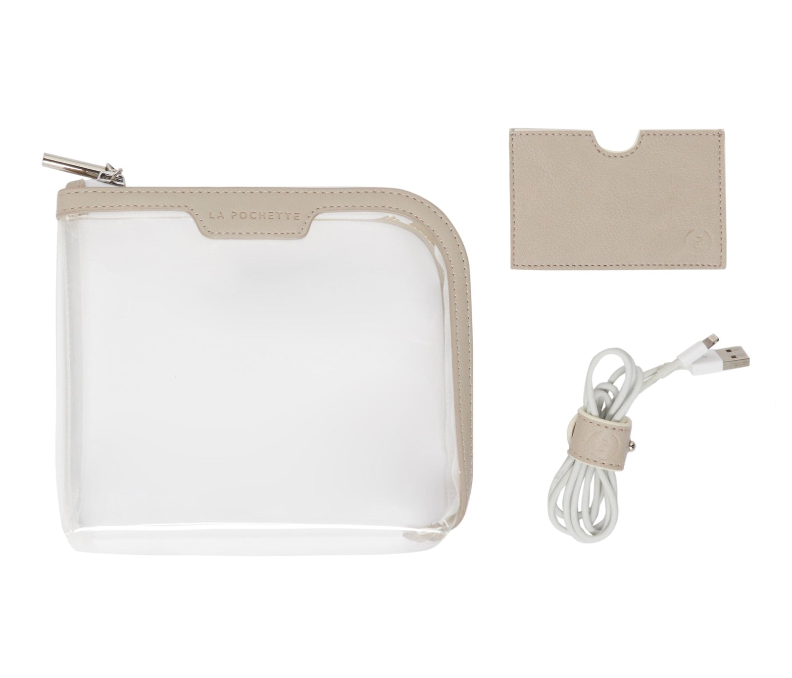 Commute Collection in Cashmere White colourway featuring Small Anywhere Everywhere, Card Wallet, and Cable Tidy 