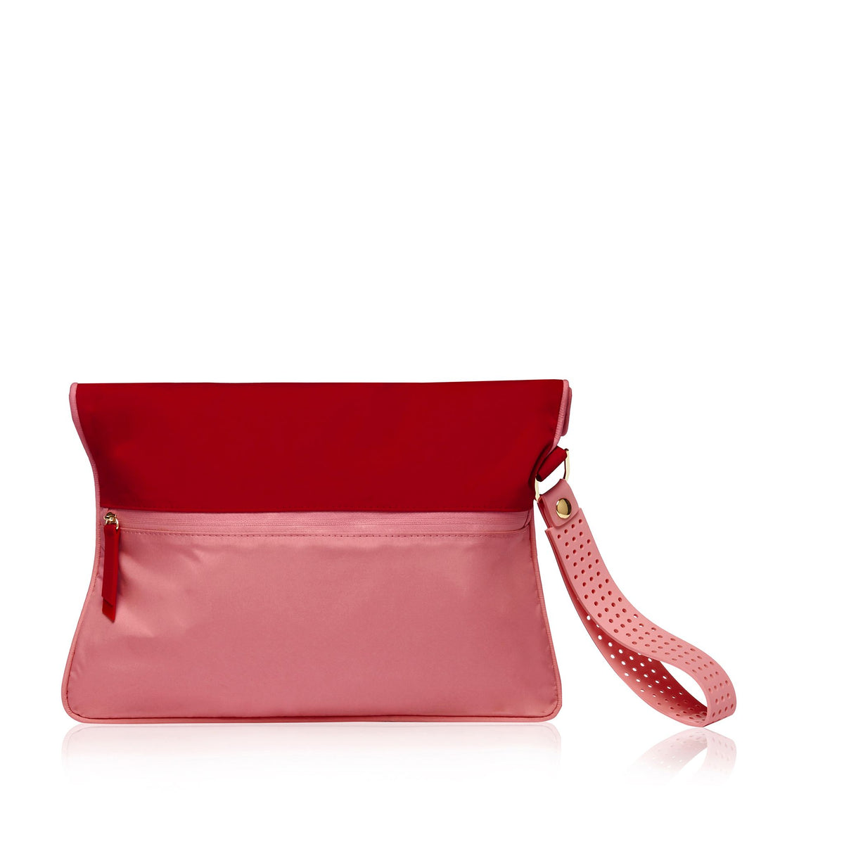 Rear view of Large Wet Bag in Chilli and Peony colourway showing back zip