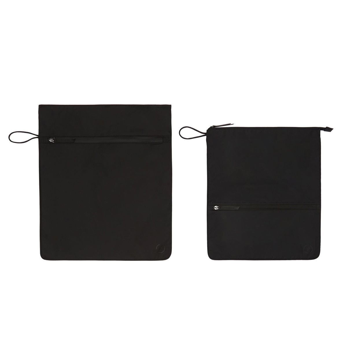 Black Kit Bag with smaller black Sweat Bag side by side, showing the size comparison 