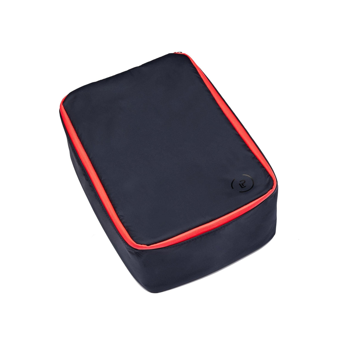 Navy La Pochette medium Shoe Bag with neon pink trims, lightweight padded travel bag for trainers or shoes